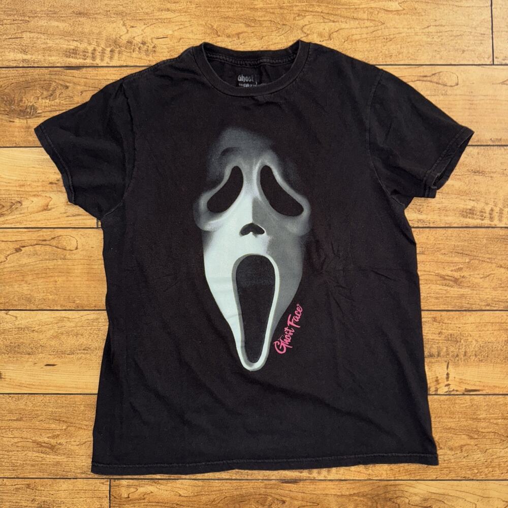 Ghost Face Black Out T-Shirt Medium 19x24.5 Scary Movie Tee Graphic